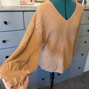1. State Women's V-Neck Sweater in Tan